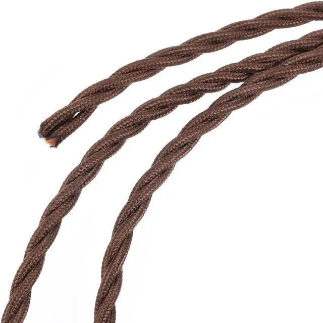 Main image of MECCANIXITY Twisted Cloth Covered Wire 3 Core 18AWG 3 Meter/9.8 Feet, Vintage Woven Fabric Electrical Cable for Pendant Light DIY Project, Brown