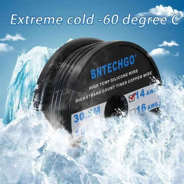 Alt view image 4 of 7 - BNTECHGO 14 Gauge Silicone Wire Spool 100 ft Black Flexible 14 AWG Stranded Tinned Copper Wire