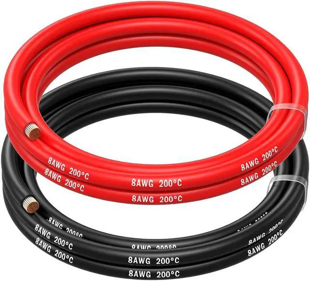 Main image of MMOBIEL 8 AWG - 10mm² Battery Electrical Cable Red and Black 1.5 m / 5 ft Silicone Wire 1650 Strands Tinned Copper Wires for RC Aircraft, Trucks, Auto, Battery Clamp Cable