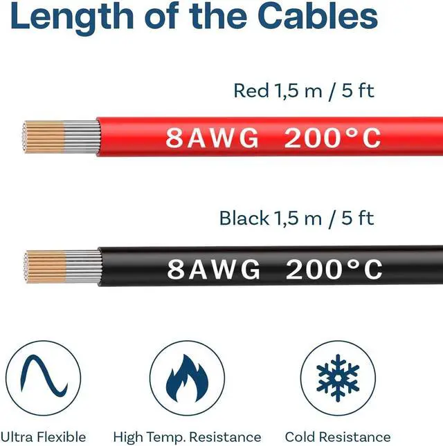Alt view image 2 of 6 - MMOBIEL 8 AWG - 10mm² Battery Electrical Cable Red and Black 1.5 m / 5 ft Silicone Wire 1650 Strands Tinned Copper Wires for RC Aircraft, Trucks, Auto, Battery Clamp Cable