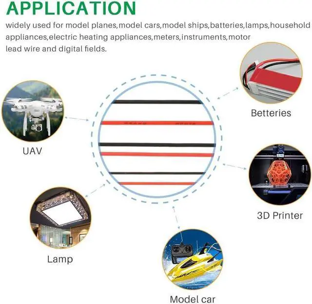 Alt view image 2 of 2 - 26 Gauge Silicone Wire Kit 6 Color Red Black White Blue Green Yellow(10m/32.8ft Each) High Resistant 200 deg C 600V Electronic Wire 26 AWG Stranded Wire 30 Strands Tinned Copper Wire Hook Up