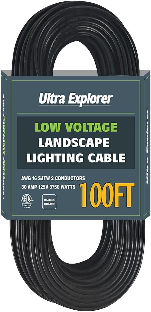 Main image of 16/2 Low Voltage Landscape Lighting Wire, Outdoor Direct Burial Cable, 16 Gauge 2 Conductor, 100 Feet