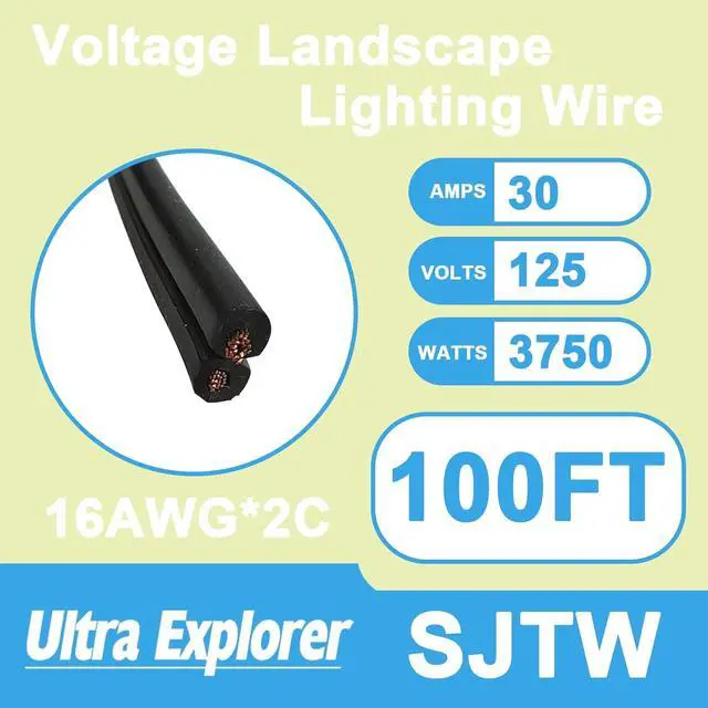 Alt view image 2 of 7 - 16/2 Low Voltage Landscape Lighting Wire, Outdoor Direct Burial Cable, 16 Gauge 2 Conductor, 100 Feet