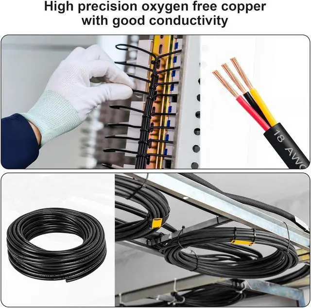 Alt view image 7 of 7 - 18 Gauge Wire 3 Conductor,18 AWG Electrical Wire Stranded PVC Cord Oxygen-Free Copper Cable,50FT 3 Core Pure Copper Flexible Cable Wire for LED Lamp Lighting Strips Automotive (50FT, 18AWG-3C)