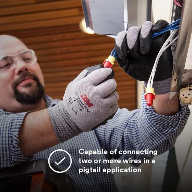 Alt view image 5 of 7 - 3M Performance Plus Wire Connector, Flexible Steel Spring Connectors, 22-8 AWG, Red and Yellow Color (R/Y+), Bag of 100