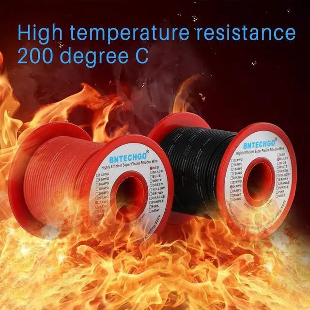 Alt view image 5 of 7 - BNTECHGO 24 Gauge Silicone Wire Spool red and Black Each 100ft Flexible 24 AWG Stranded Tinned Copper Wire