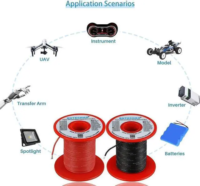 Alt view image 6 of 7 - BNTECHGO 24 Gauge Silicone Wire Spool red and Black Each 100ft Flexible 24 AWG Stranded Tinned Copper Wire