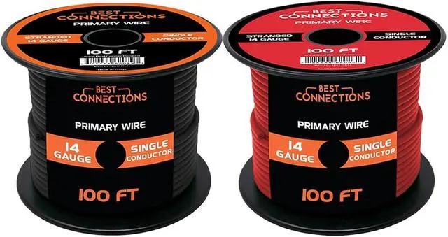 Main image of 14-Gauge Automotive Primary Wire Bundle (100ft Each, Red & Black) | Ideal for Car Audio, Automotive, and Trailer | Durable Primary/Remote, Power/Ground Electrical Wiring