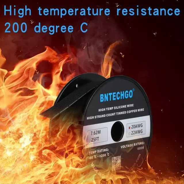 Alt view image 4 of 6 - BNTECHGO 20 Gauge Silicone Ribbon Cable Flexible 10P Black 25 ft Flat Cable 20 AWG Stranded Tinned Copper Wire