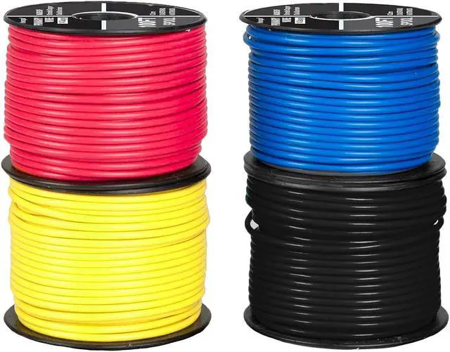 Main image of 12 Gauge Primary Wire - 4 Roll Copper Clad Aluminum Assorted Colors - 100 Ft of Wire per Roll
