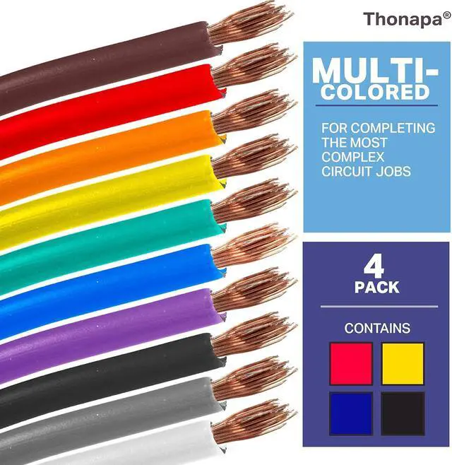 Alt view image 3 of 5 - 12 Gauge Primary Wire - 4 Roll Copper Clad Aluminum Assorted Colors - 100 Ft of Wire per Roll