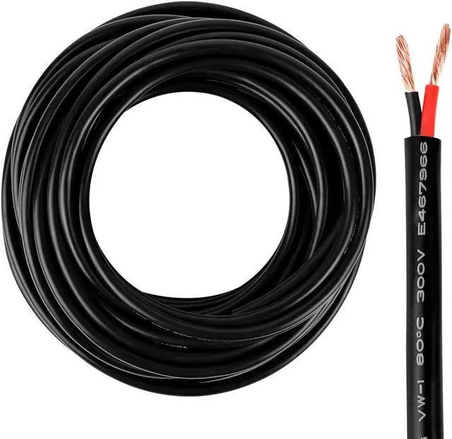Main image of 14 Gauge Electrical Wire 2 Conductor,14 AWG Electrical Wire Stranded PVC Cord Oxygen-Free Copper Cable,50FT 2 Core Flexible Extension Power Cord for Auto Cord for LED Lamp Lighting Strips Automotive