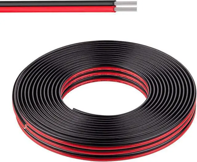 Main image of 16 Gauge Wire (16 AWG) - 32 Foot 2 Pins Tinned Pure Copper Electrical Wire, 2468 80 300V Hookup Red Black Copper Stranded Auto 2 Cord Flexible Extension Cable for LED Ribbon Lamp Light