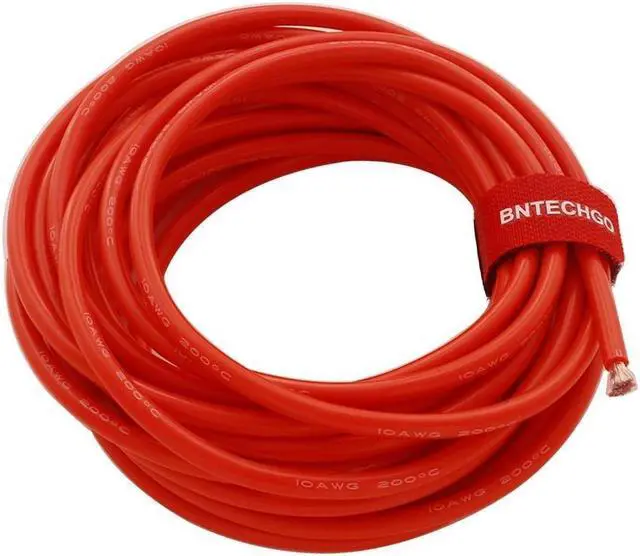 Main image of BNTECHGO 10 Gauge Silicone Wire Red 20 ft Ultra Flexible 10 AWG Stranded Tinned Copper Wire