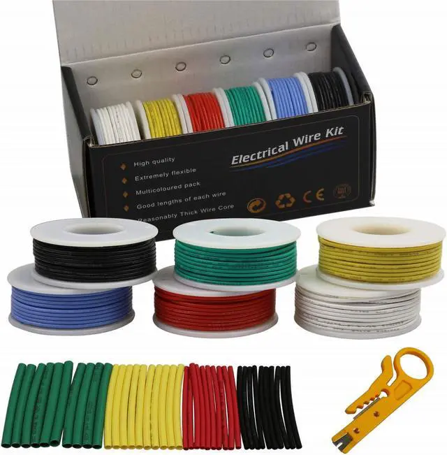 Alt view image 3 of 4 - 18awg Stranded Wire Core Hook up Wires-6 Different Colored Jumper Wire 16.4ft or 5m Each,18 Gauge Tinned Copper Wire Silicone (OD: 2.3mm) Hook up Wire Kit