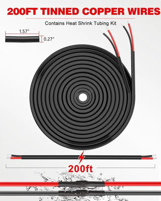 Alt view image 5 of 6 - 12 Gauge Wire 2 Conductor Electrical Wire, 12 AWG Wire Stranded PVC Cord, 12V Low Voltage/Tinned Copper/Flexible/12/2 Wire for Automotive Wire LED Strips Lamp Lighting Marine (200FT-60.96M)