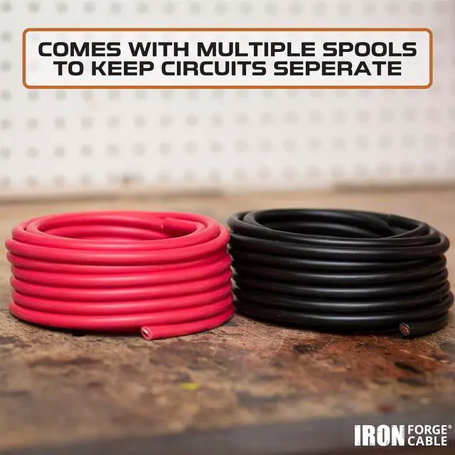 Alt view image 3 of 5 - Iron Forge Cable 6 Gauge Primary Wire 2 Pack - 25ft Copper Clad Aluminum Wire - 1 Red and 1 Black