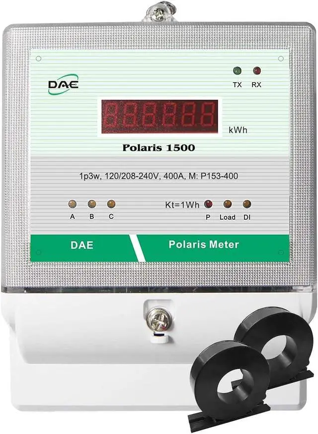 Main image of DAE P153-400-S KIT, UL CTEP kWh Smart Submeter 1P3W(2 hot wire 1 neutral) 400A 120/240V 2 CTs RS485