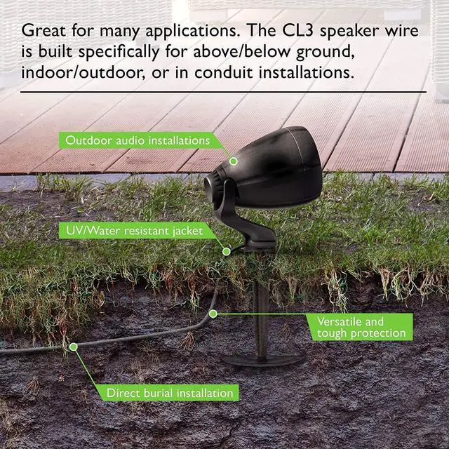 Alt view image 3 of 5 - GearIT 14/2 Speaker Wire (500 Feet) 14AWG Gauge - Outdoor Direct Burial in Ground/in Wall / CL3 CL2 Rated / 2 Conductors - OFC Oxygen-Free Copper, Black 500ft