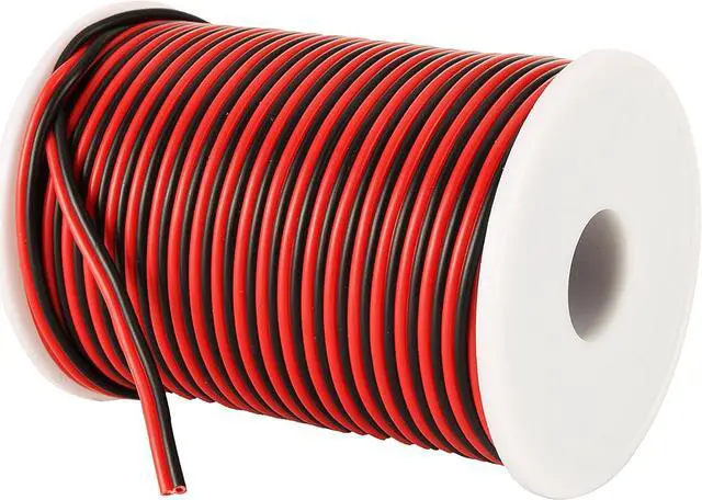 Main image of 100FT 18 AWG Gauge Electrical Wire Hookup Red Black Copper Stranded Auto 2 Wire Low Voltage 12v DC Wire for Single Color LED Strip Extension Cable Cord Spool