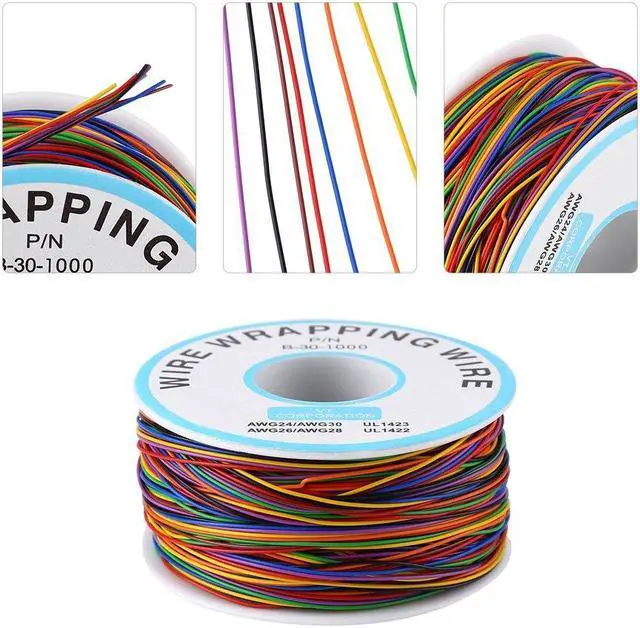 Alt view image 5 of 7 - Copper Wire Wire-Wrapping 30AWG 8-Wire Colored Insulation Test Wrapping Cable P/N B-30-1000 250M PCB Solder Tinned Copper Solid Cable 80