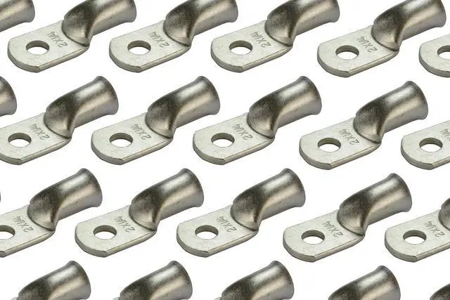 Main image of TEMCO 25 Pack Tinned Copper Welding Battery Cable Ends, Lugs Terminal 2 AWG 1/4" Hole - Marine Grade (6 AWG to 1/0 AWG Options Available)