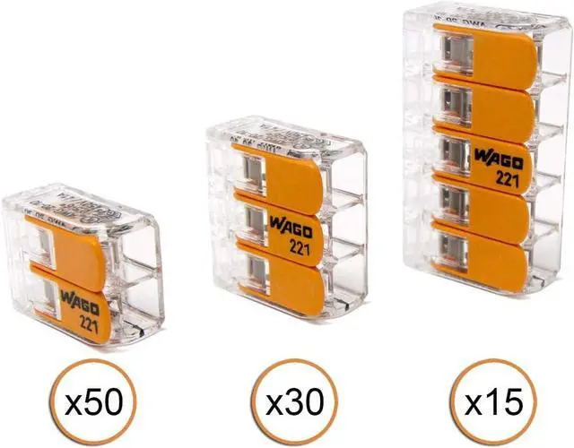 Alt view image 3 of 5 - WAGO 221-61x LEVER-NUTS 10AWG 95pc Compact Wire Connector Assortment