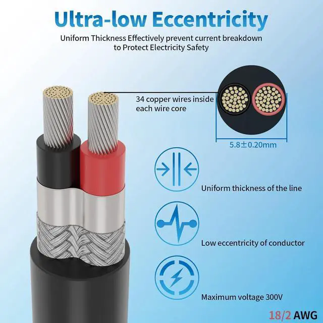 Alt view image 2 of 7 - 18 Gauge 2 Conductor Shielded Wire 25FT, UL2464 18 AWG CNC 2 Wire Cable Tinned Copper Stranded 18/2 CNC Wire for CNC VFD Spindle, Stepper Motor, 3D Printer, Sound, Speaker, Signal Transmission, etc.