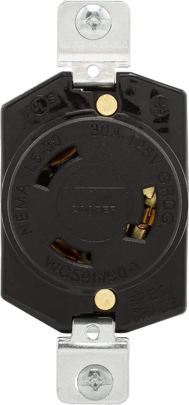 Main image of EATON Cooper Wiring Devices, L530R-Single Locking Receptacle, 30A -125V, 2-pole, 3-wire Grounding Back & Side Wire, Fed. SpeclW-C-596F