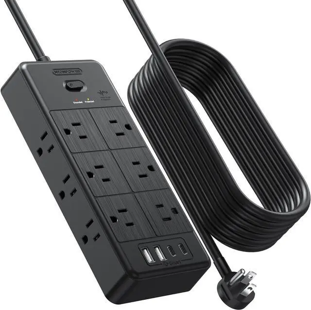 Main image of Surge Protector Extension Cord 15FT, NTONPOWER 4000J Surge Protector Power Strip with 12 Outlets & 4 USB Ports (2 USB C), 3 Side Outlet Extender, Wall Mounted Extension Cord for Home Office