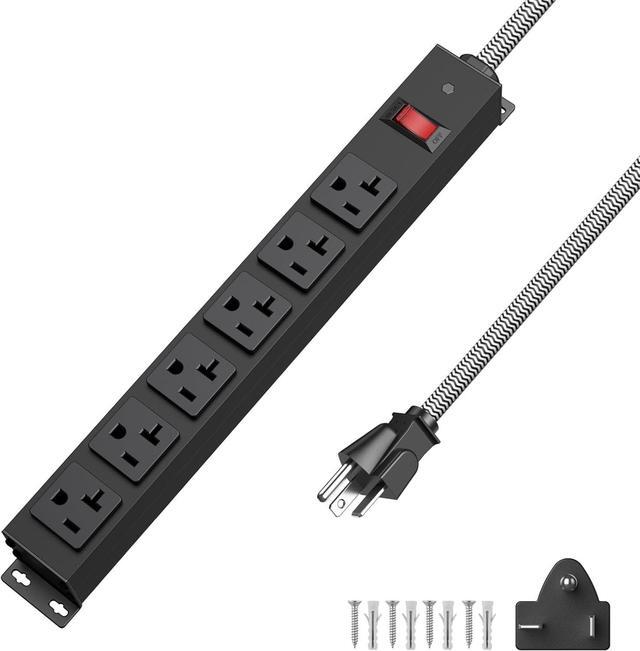 Main image of HEZI 20 Amp Power Strip with 5-20P/T- Plug, Heavy Duty High Amp Metal Surge Protector, Mountable Industrial Power Strip with 6AC Outlets(5-20R) and Circuit Breaker, 6FT 12AWG Extension Cord