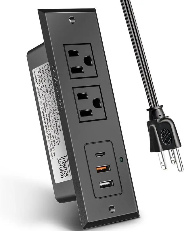 Main image of Type-C Conference Recessed Power Strip Socket,20W PD Fast Charging USB-C Power Strip,with 2 Outlets & 2 USB-A Ports &1 USB-C Port, 6.5ft Extension Cord,Conference Table Hidden Outlet