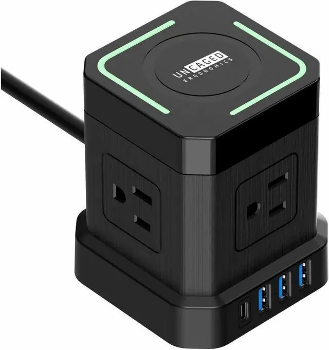 Main image of Wireless Charger Cube Power Strip with USB Ports, Power Strips with Surge Protection, 10ft Extension Cord with Multiple Outlets, 4 Ac Plugs, 3 USB, 1 USB-C Fast Charging, Mountable On/Off Switch