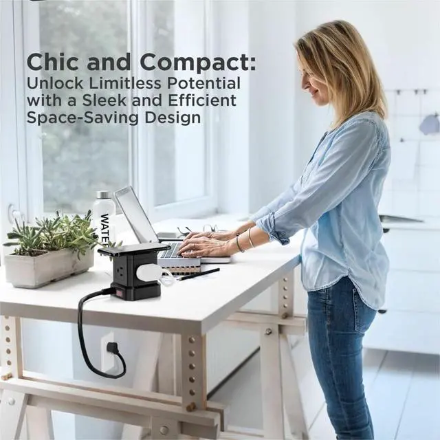 Alt view image 5 of 7 - Wireless Charger Cube Power Strip with USB Ports, Power Strips with Surge Protection, 10ft Extension Cord with Multiple Outlets, 4 Ac Plugs, 3 USB, 1 USB-C Fast Charging, Mountable On/Off Switch