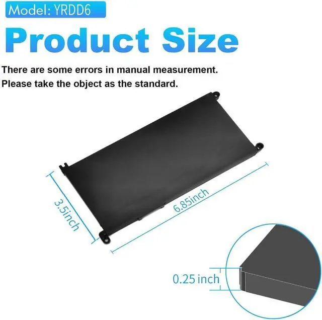 Alt view image 4 of 7 - 42Wh YRDD6 Battery for Dell Inspiron 15 3582 3583 3584 P75F 3593 5584 5585 5590 5593 5594 5598 5582 7586 14 3493 5481 P93G 5482 5485 5491 5482 2-in-1 5493 17 3793 Vostro 5481 5590 1VX1H VM732 OVM732