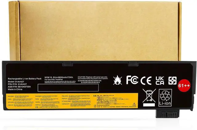 Main image of T480 T470 01AV427 61++ Laptop Battery Replacement for Lenovo Thinkpad A475 A485 T570 T580 TP25 P51S P52S Series Notebook 01AV492 01AV427 01AV428 01AV425 SB10K97584 SB10K97585 11.25V 72Wh 6000mAh