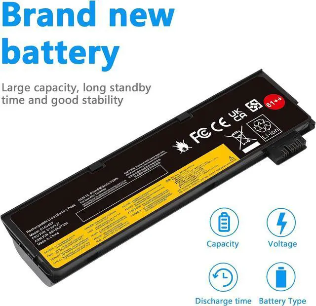 Alt view image 7 of 7 - T480 T470 01AV427 61++ Laptop Battery Replacement for Lenovo Thinkpad A475 A485 T570 T580 TP25 P51S P52S Series Notebook 01AV492 01AV427 01AV428 01AV425 SB10K97584 SB10K97585 11.25V 72Wh 6000mAh