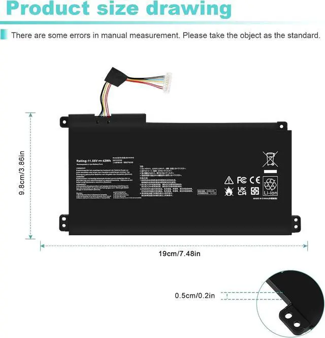 Alt view image 4 of 7 - TREE.NB B31N1912 Laptop Battery Compatible with ASUS VivoBook 14 E410MA L410MA E410KA E510MA E510KA F414MA L510MA R522MA E410MA-EK026TS EK018TS L410MA-BV058TS E510KA-EJ033TS E510KA-EJ033TS C31N1912