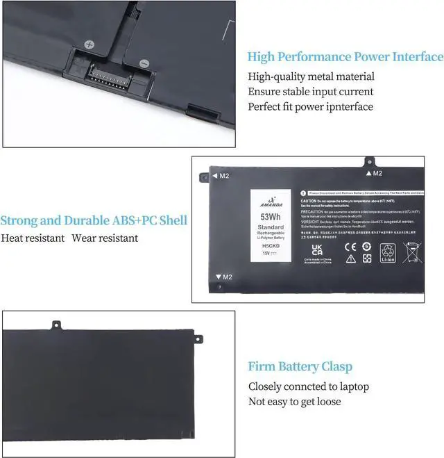 Alt view image 3 of 6 - H5CKD Laptop Battery Compatible with Dell Latitude 3410 3510 Vostro 5300 5401 5501 Inspiron 5300 5401 5408 5501 5508 5400 7405 7300 7500 2-in-1 Series 07T8CD 0TXD03 09077G JK6Y6 [15V/53Wh]