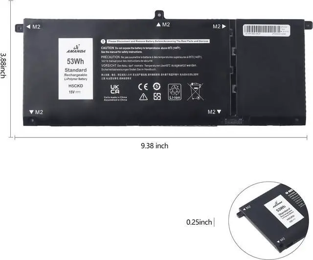Alt view image 4 of 6 - H5CKD Laptop Battery Compatible with Dell Latitude 3410 3510 Vostro 5300 5401 5501 Inspiron 5300 5401 5408 5501 5508 5400 7405 7300 7500 2-in-1 Series 07T8CD 0TXD03 09077G JK6Y6 [15V/53Wh]