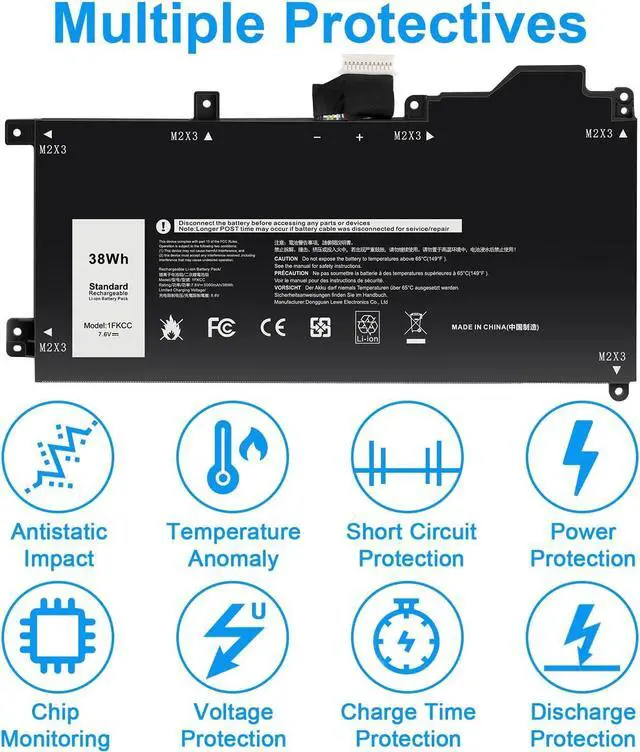Alt view image 4 of 7 - Futurebatt 1FKCC Laptop Battery Compatible with Dell Latitude 7200 7210 2-in-1 Series T04J T04J001 T04J002 T5H6P 09NTKM 9NTKM 0D9J00 D9J00 0KWWW4 KWWW4