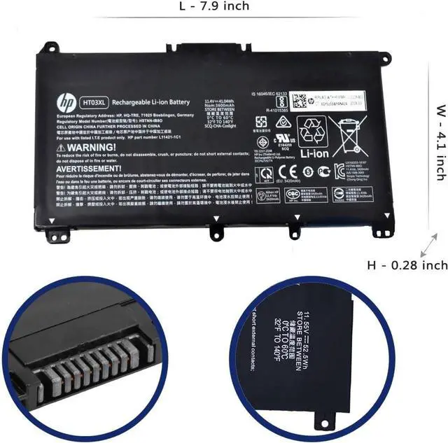Alt view image 3 of 6 - HP HT03XL L11119-855 Laptop Battery for HP Pavilion 14-CE 14-CF 14-DF 15-CS 15-DA 15-DB 15-DW 17-by 17-CA HP 240 245 250 255 G7 340 348 G5 L11119-855 L11421-421 HSTNN-LB8M L11119-855