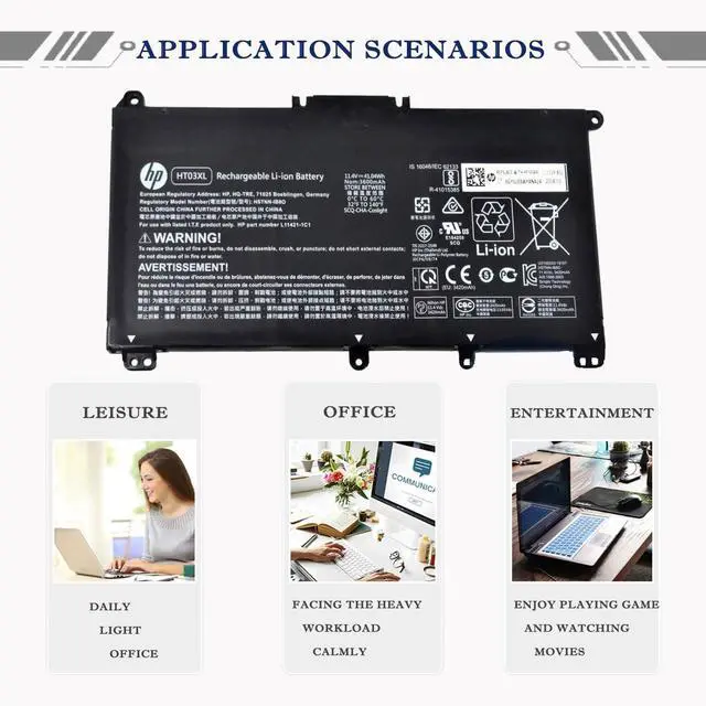 Alt view image 6 of 6 - HP HT03XL L11119-855 Laptop Battery for HP Pavilion 14-CE 14-CF 14-DF 15-CS 15-DA 15-DB 15-DW 17-by 17-CA HP 240 245 250 255 G7 340 348 G5 L11119-855 L11421-421 HSTNN-LB8M L11119-855