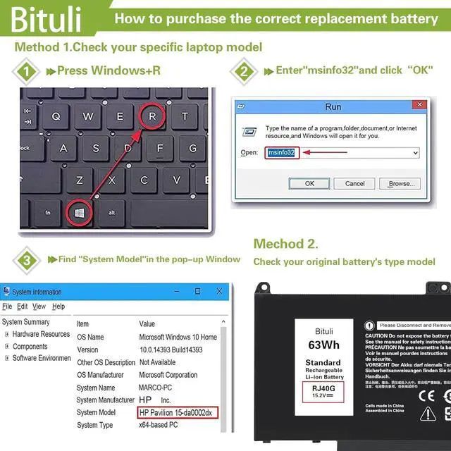 Alt view image 4 of 6 - RJ40G Laptop Battery Replacement for Dell Latitude 14 5420 Latitude 15 5520 Precision 15 3560 Series P137G P137G001 P104F P104F001 P104F002 075X16 01K2CF WY9DX 0WK3F1 0M3KCN 005R42 15.2V 63Wh