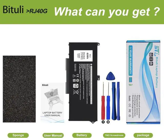 Alt view image 6 of 6 - RJ40G Laptop Battery Replacement for Dell Latitude 14 5420 Latitude 15 5520 Precision 15 3560 Series P137G P137G001 P104F P104F001 P104F002 075X16 01K2CF WY9DX 0WK3F1 0M3KCN 005R42 15.2V 63Wh