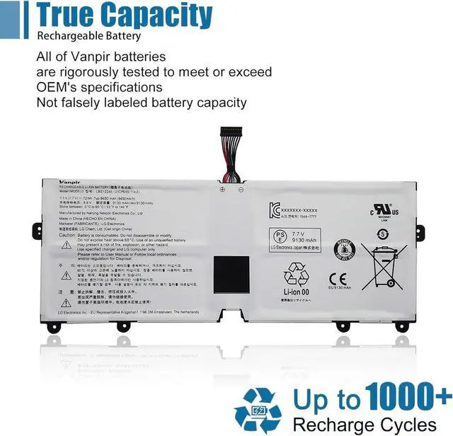 Alt view image 5 of 6 - LBS1224E Laptop Battery Compatible with LG Gram 2018 13Z980 14Z980 15Z980 15Z990 Series Notebook 7.7V 72Wh 9450mAh Support 30 Days Return or Exchange and 12 Months Warranty