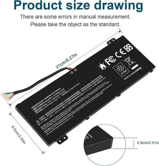 Alt view image 3 of 7 - AP18E7M Battery for Acer Nitro 5 AN515-44 AN515-54 AN517-51 Nitro 7 AN715-51, Aspire 7 A715-74G, Predator Helios 300 PH315-52 PH317-53, Triton 300 PT315-51, AP18E8M 4ICP4/69/90 4ICP4/70/88 KT00407009