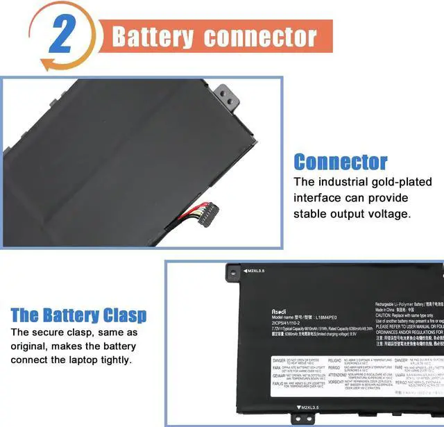 Alt view image 3 of 6 - ASODI L18M4PE0 L18L4PE0 Laptop Battery Compatible with Lenovo Yoga C740-14IML Series 5B10W67296 5B10U40209 5B10U40210 5B10W67185 7.72V 51Wh 6610mAh