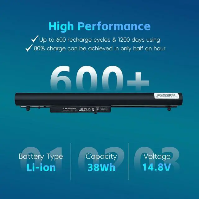 Alt view image 5 of 6 - YTANE Spare 776622-001 Laptop Battery Replacement for HP Compatible with HP Pavilion 14 15 248 G1 LA04 728460-001 752237-001 15-1272WM-High Performance [4 Cells/2600mAh]