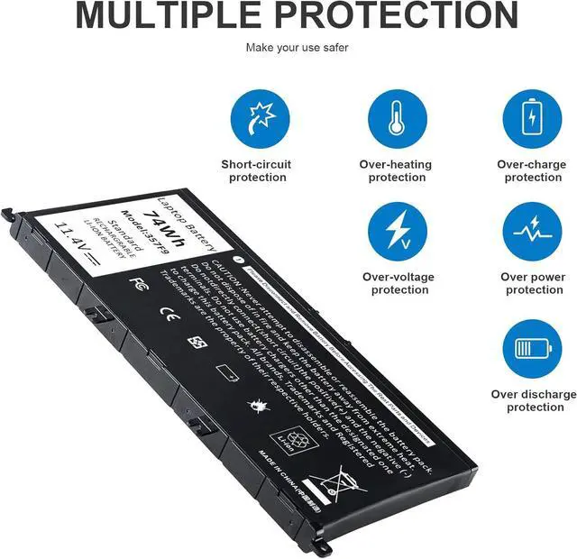 Alt view image 6 of 7 - Futurebatt 357F9 Laptop Battery Replacement for Dell Inspiron 15 7000 Gaming 15 7559 i7559 7557 i7557 5577 7567 5576 7566 INS15PD 71JF4 071JF4 P57F P65F P65F001 0357F9 0GFJ6 74WH